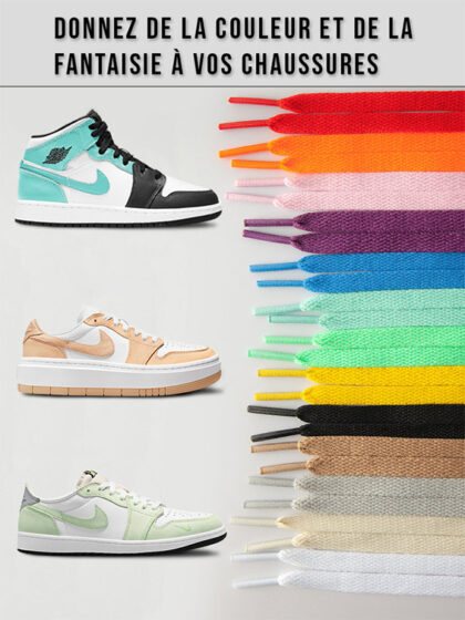 Lacets Chaussures de Sport Plats et Larges pour enfants et adultes